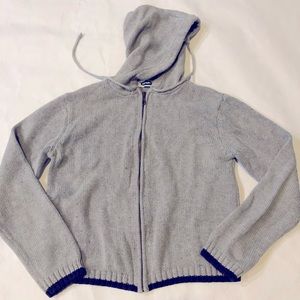 Retro Old Navy Sweater zip up Hoodie Gray / Navy Blue heavy cotton feel. Sz Med
